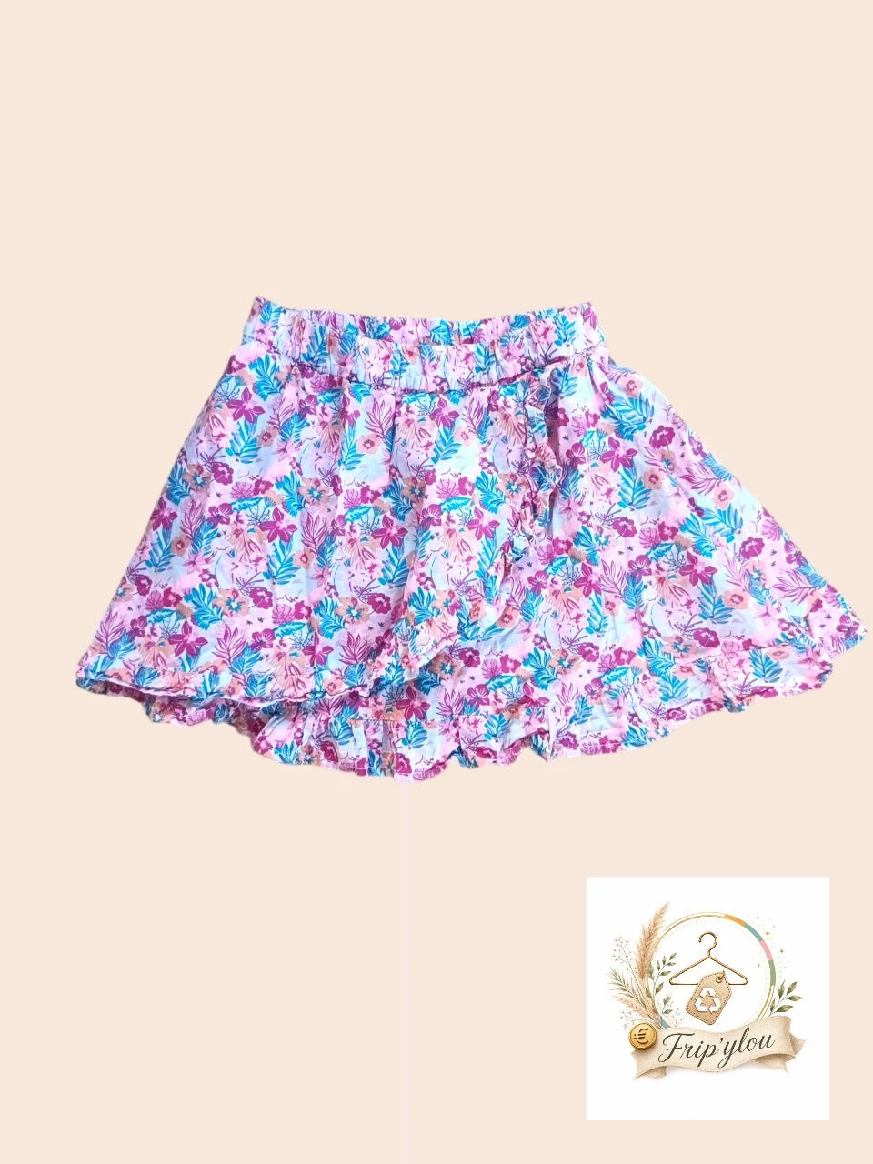 Jupe d'été fleurie détail fleurs fluo –  A1766